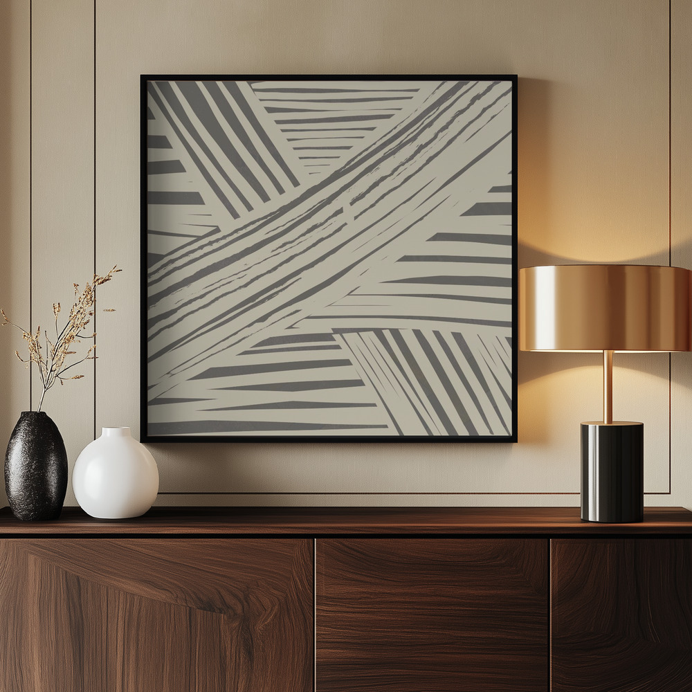 Canvas print - Grey diagonal stripe pattern by the entrance
