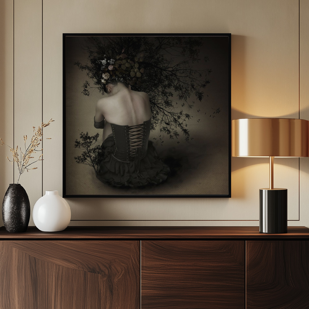 Canvas print - Night scented girl by the entrance