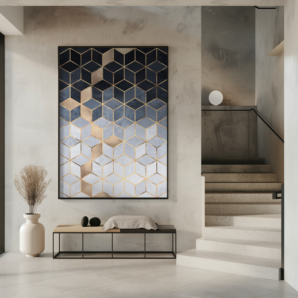 Poster - Soft Blue Gradient Cubes in entree