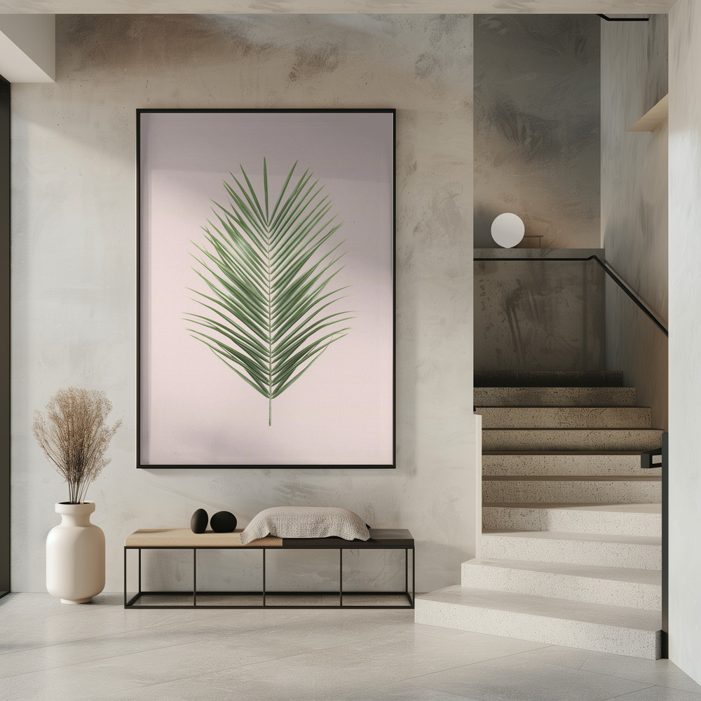 Poster Palm Leaf Blush - Affisch i entré
