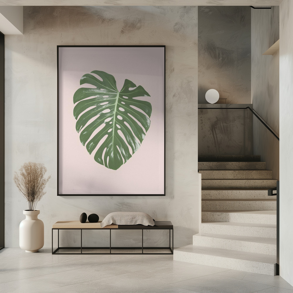 Plakat - Monstera Leaf Blush przy wejściu