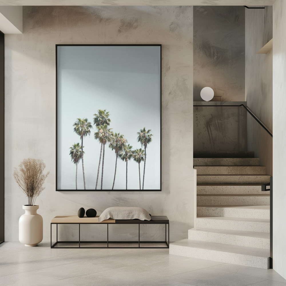 Poster - Blue Palm Trees im Eingang