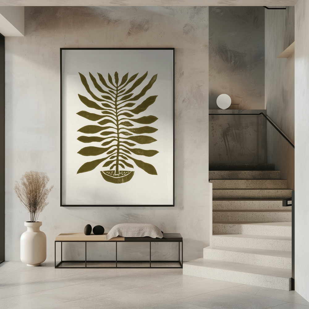 Poster Ne Hundred-Leaved Plant #22 / Lino Print - Affisch i entré