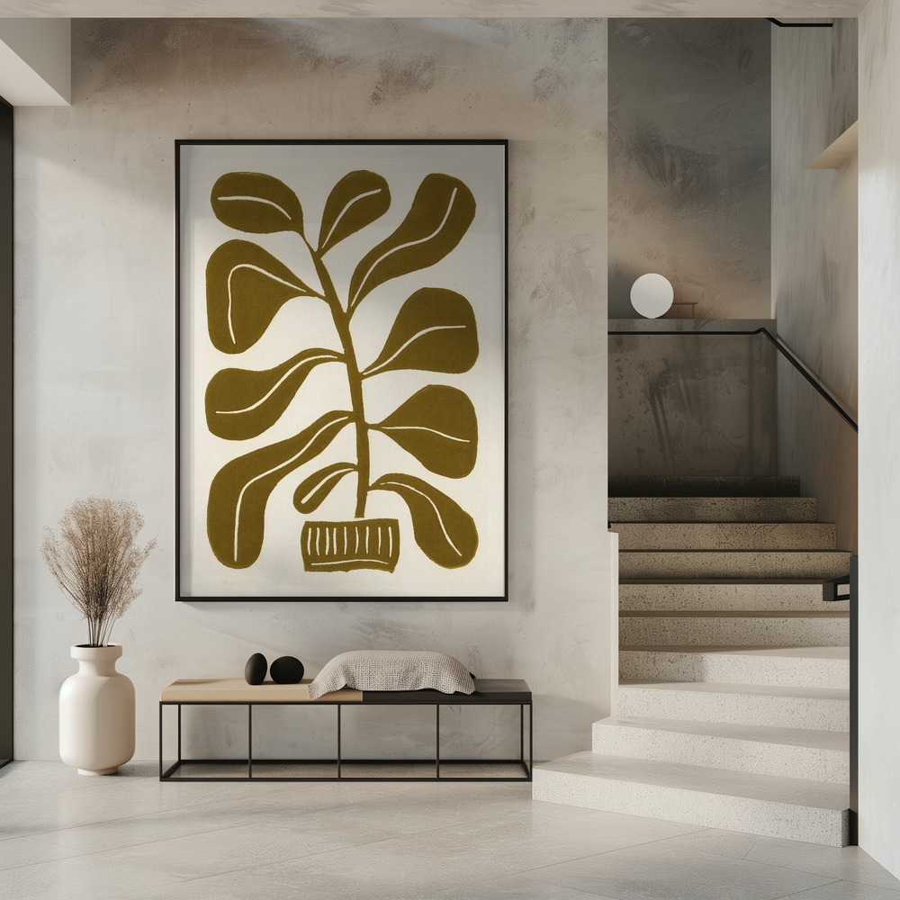 Poster Linocut Houseplant #2 - Affisch i entré