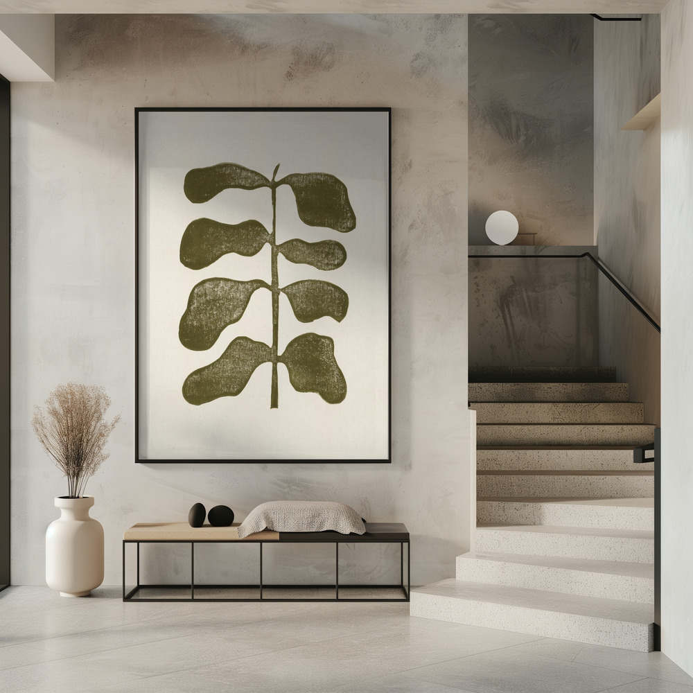 Poster Linocut Plant - Affisch i entré