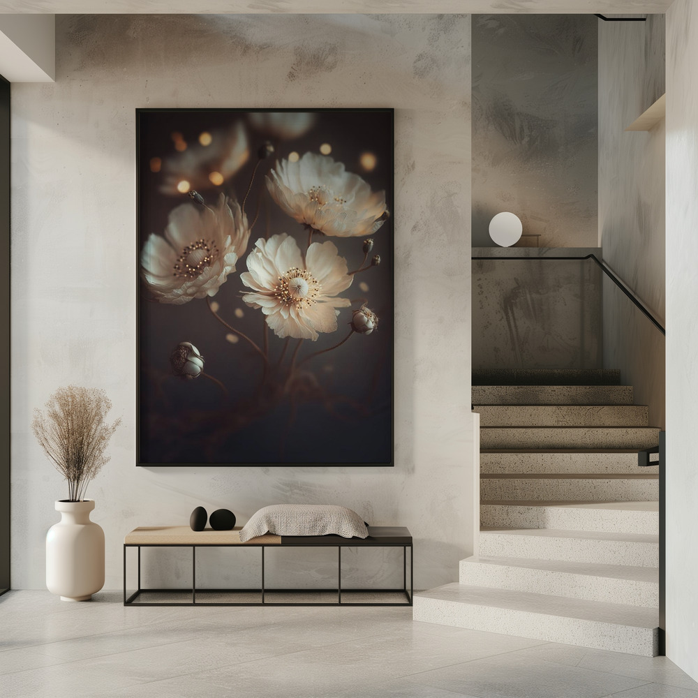 Poster - Creme Beige Flowers in entrance