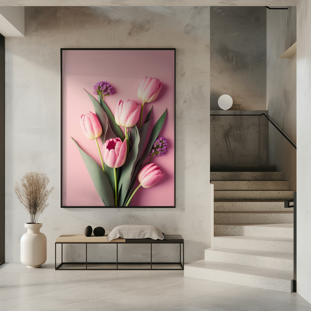 Plakat - Pink Tulips przy wejściu