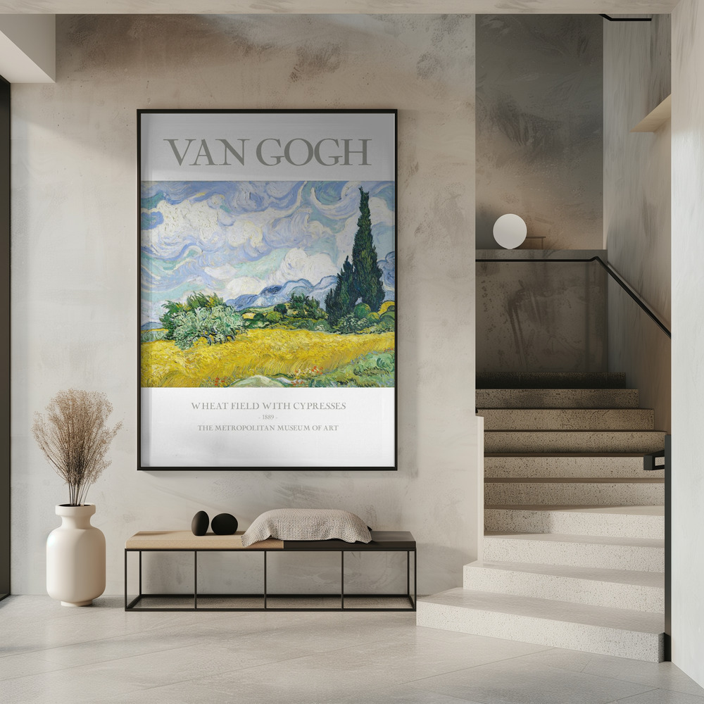 Poster - Wheat Field With Cypresses in entrance