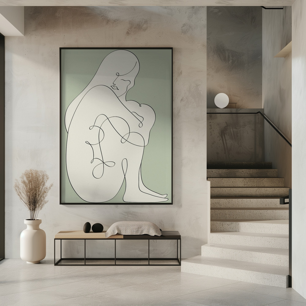 Poster Sitting Woman Green - Affisch i entré