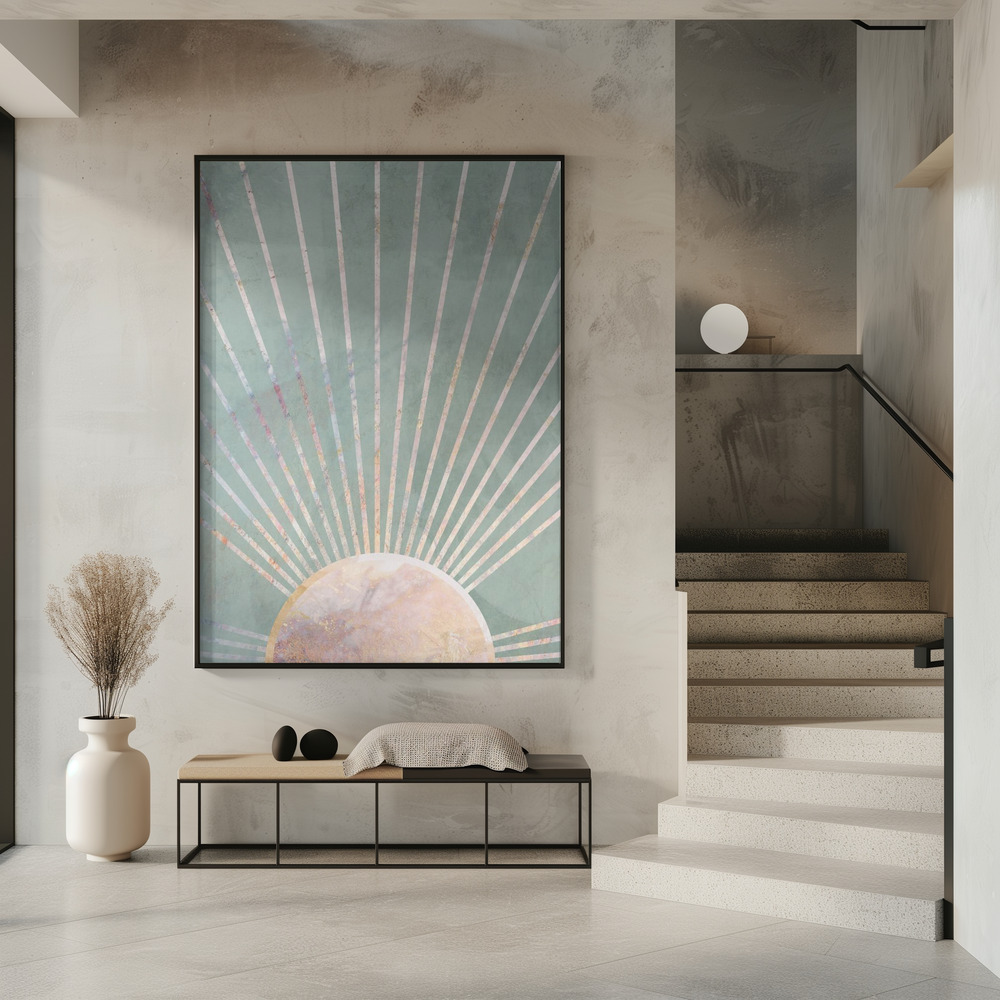 Plakat - Sage Green Boho Sun przy wejściu