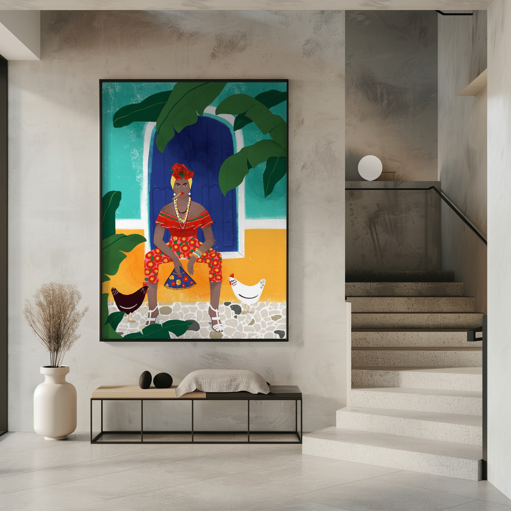 Poster - Femm au cigare im Eingang