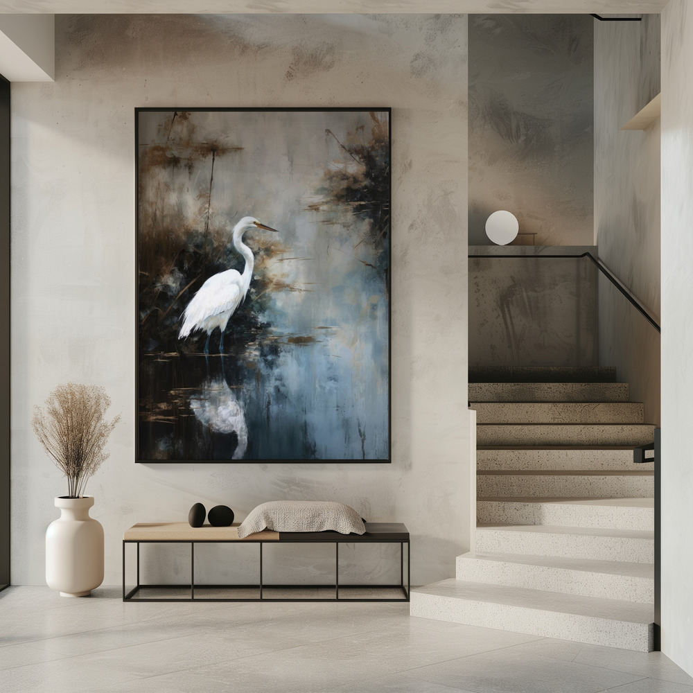 Poster - Egret in Lake in entrance
