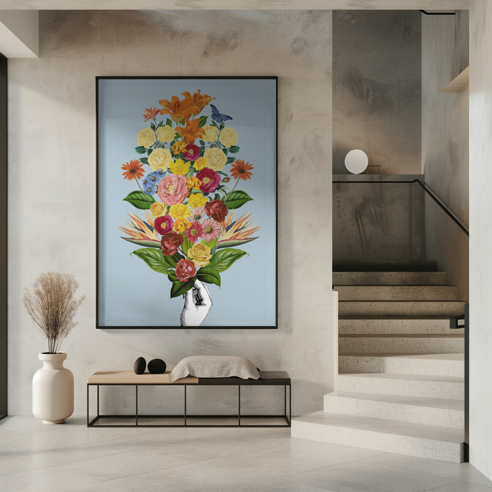 Poster - Botanical blue bouquet in entrance
