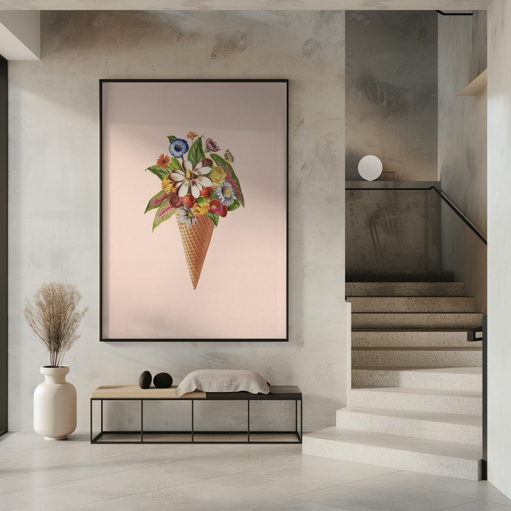 Poster Botanical pink ice cream - Affisch i entré