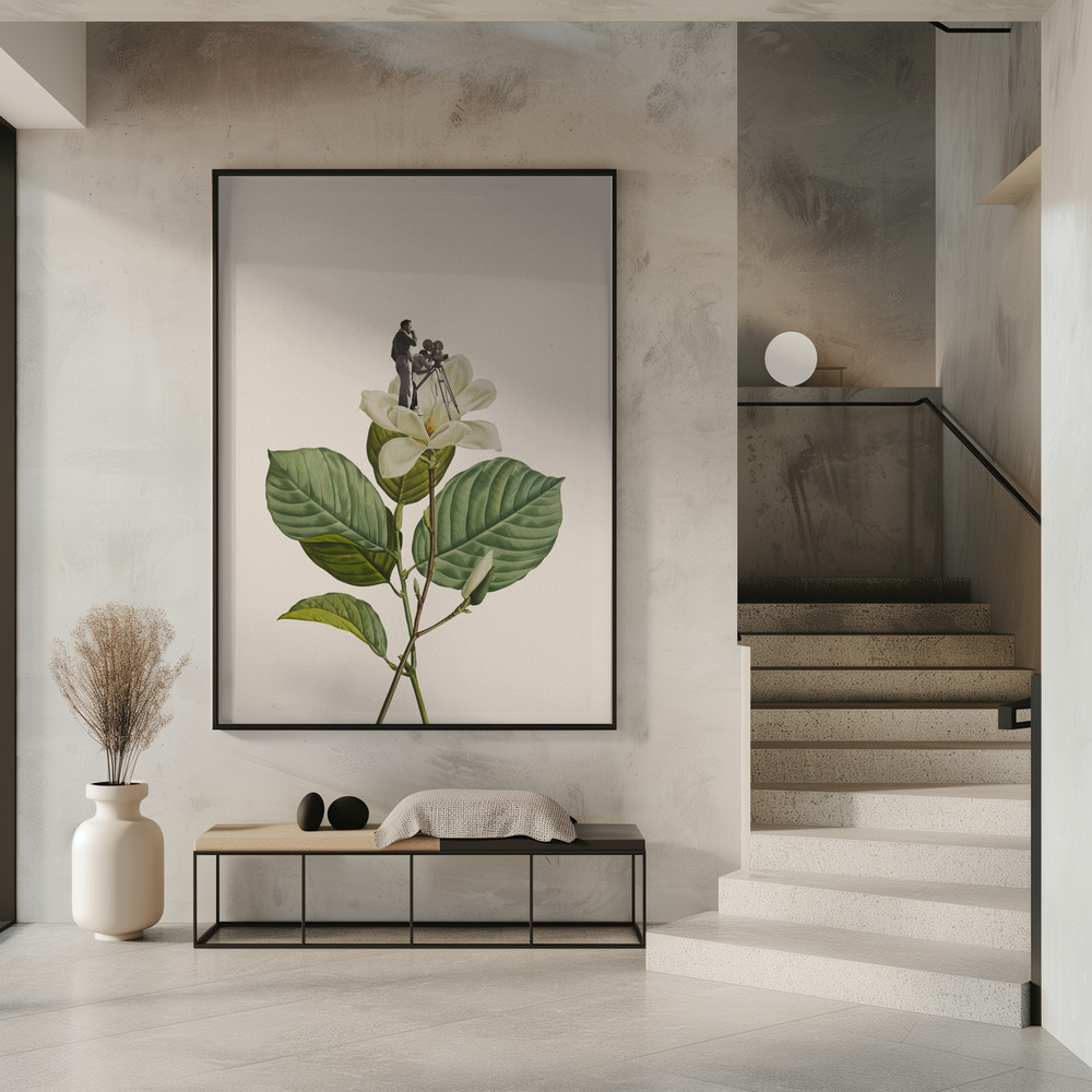 Poster - Botanical vintage cameraman in entrance