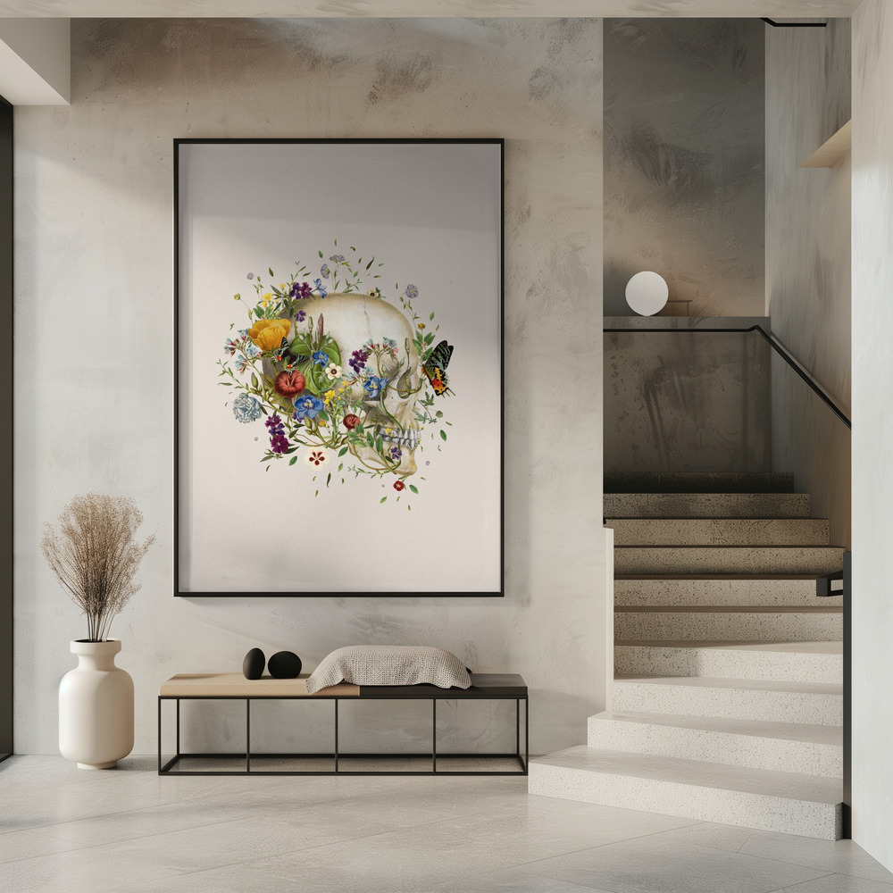 Poster - Floral skull in entrance