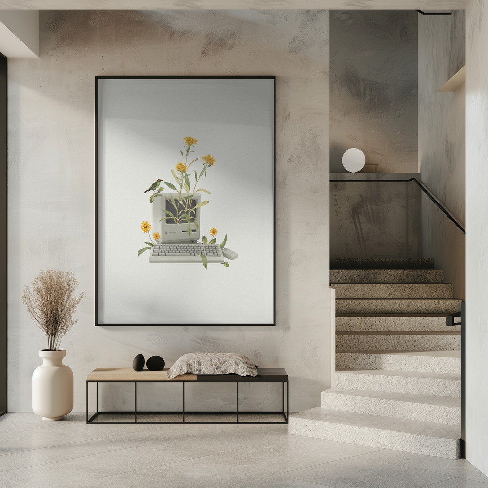 Poster Floral vintage computer - Affisch i entré