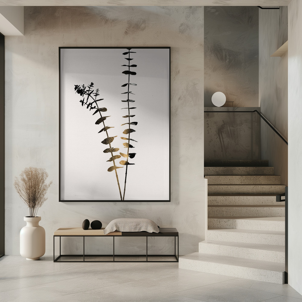 Poster Eucalyptus Dark Gold - Affisch i entré