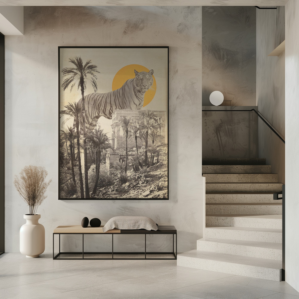 Poster - Giant Tiger In Ruins in entrance