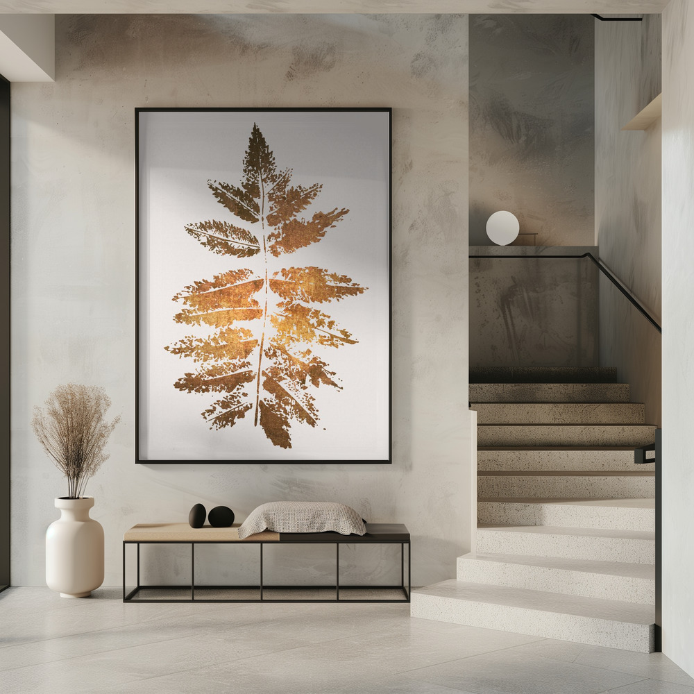 Poster - Oak Leaf Print   Gold in entrance