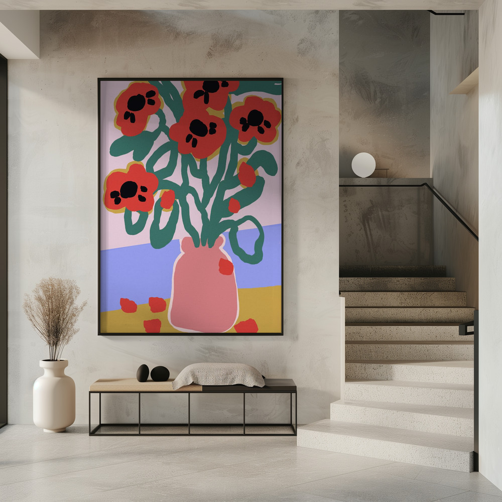 Affiche - Poppy In Pink Vase dans l'entrée