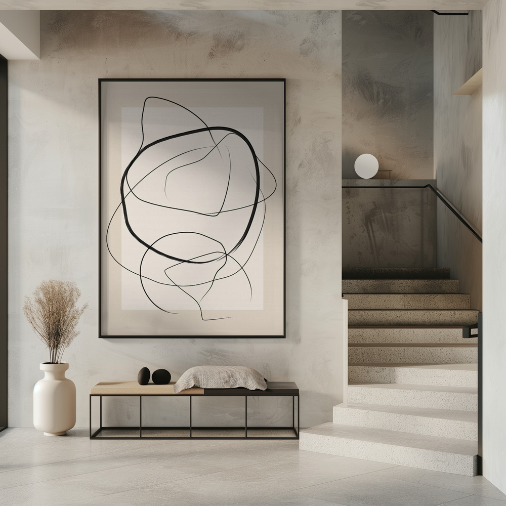 Juliste - Soft Abstract Lines Art sisäänkäynnillä
