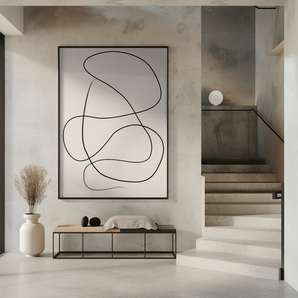 Poster - Swirling One Line Art in entrance