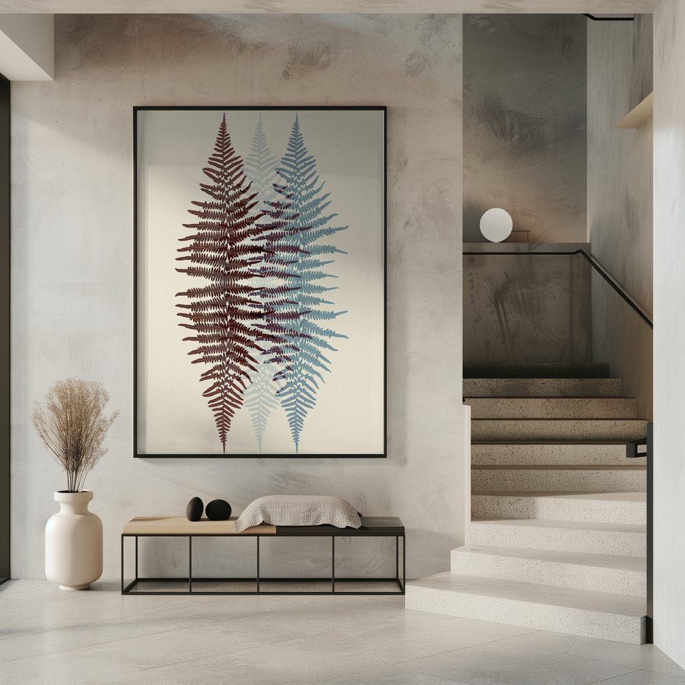 Poster Chocolate and Teal Fern - Affisch i entré