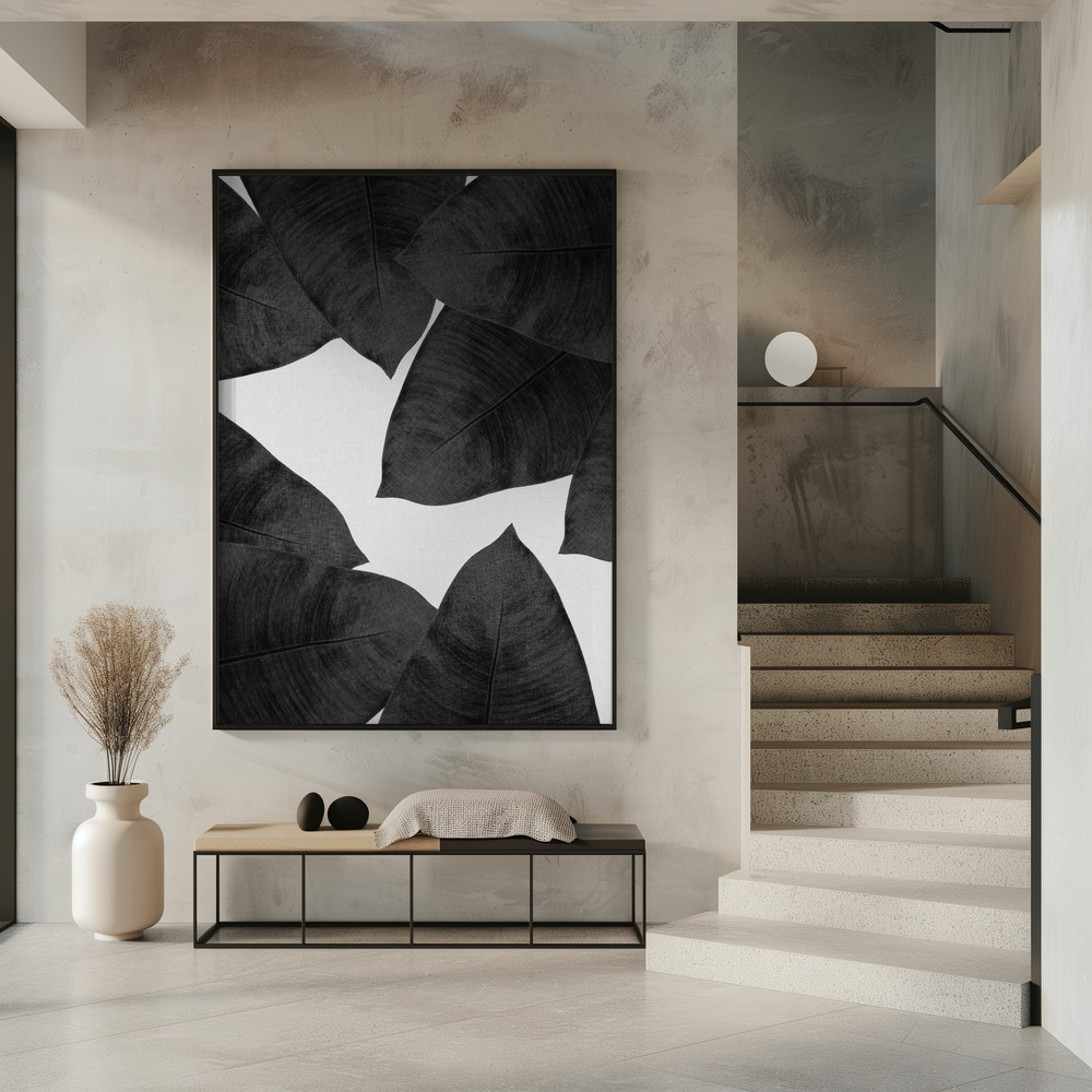 Poster - Banana Leaf Black & White II in entrance
