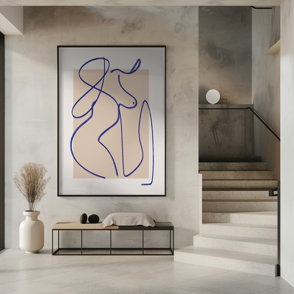 Poster - Abstract Blue Line Art 2 in entrance