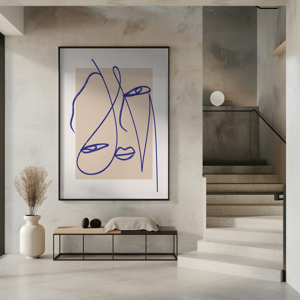 Poster - Abstract Blue Line Art in entrance