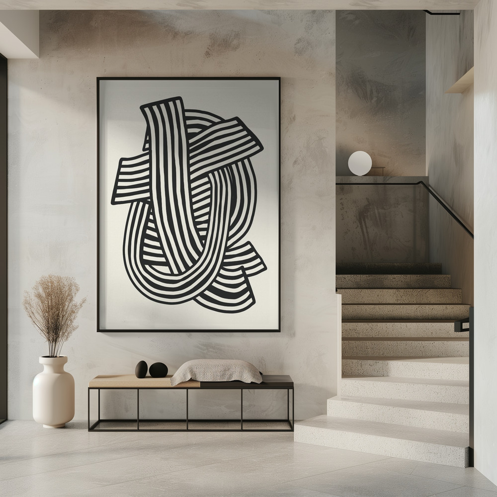 Poster - Striped Abstract In Black in entrance