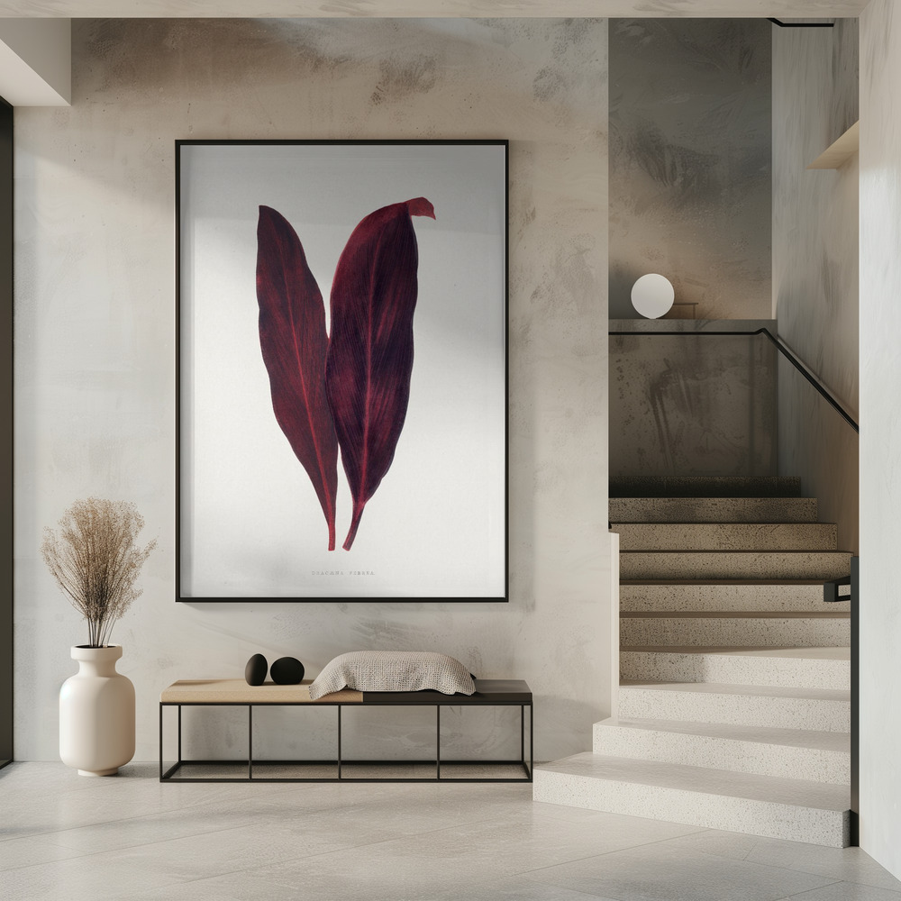 Plakat - – Pink Dracaena Ferrea Leaf Illustration i indgangen