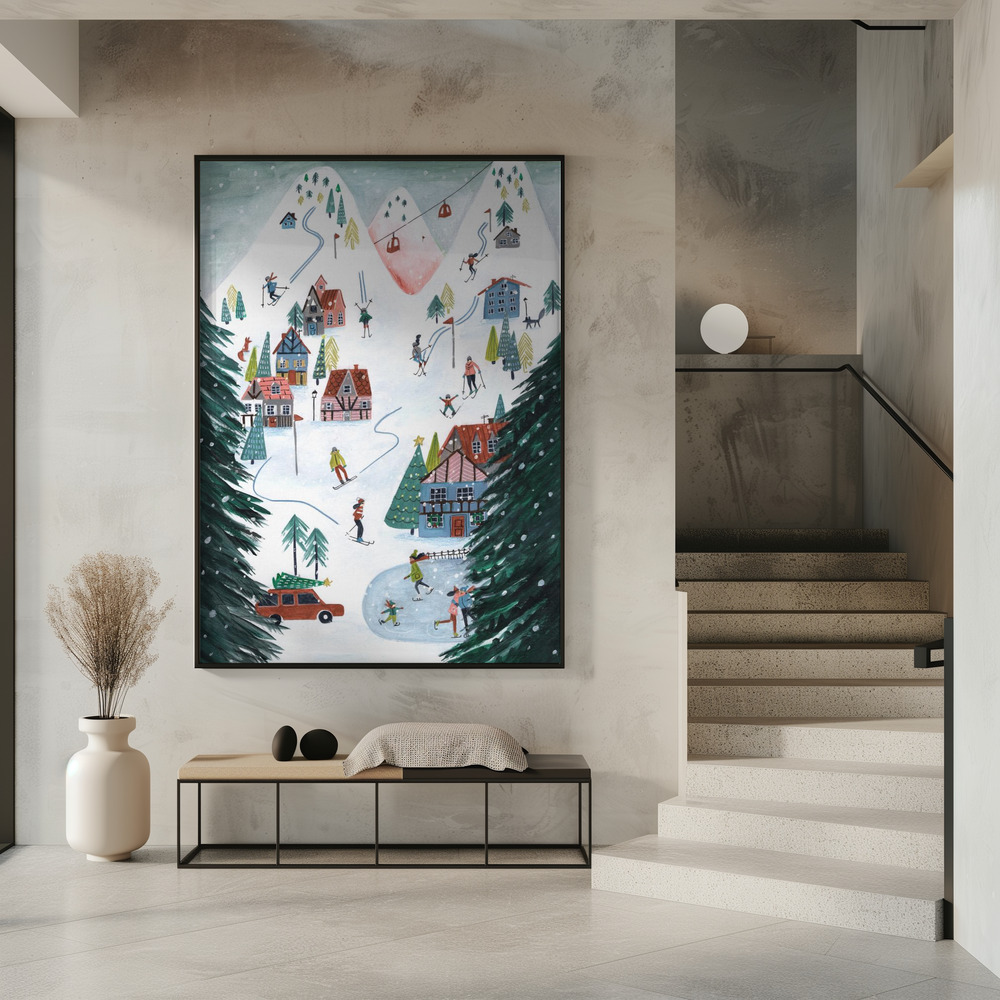 Poster Nordic Skiing in the mountains at Christmas - Affisch i entré