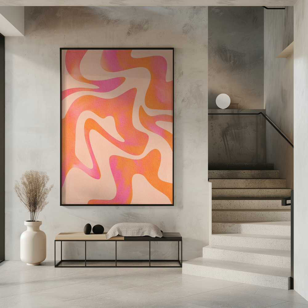 Poster Abstract Wave - Peach Fuzz - Affisch i entré