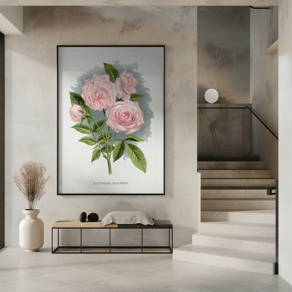 Juliste - Pink Rose, Clothilde Soupert Lithograph sisäänkäynnillä