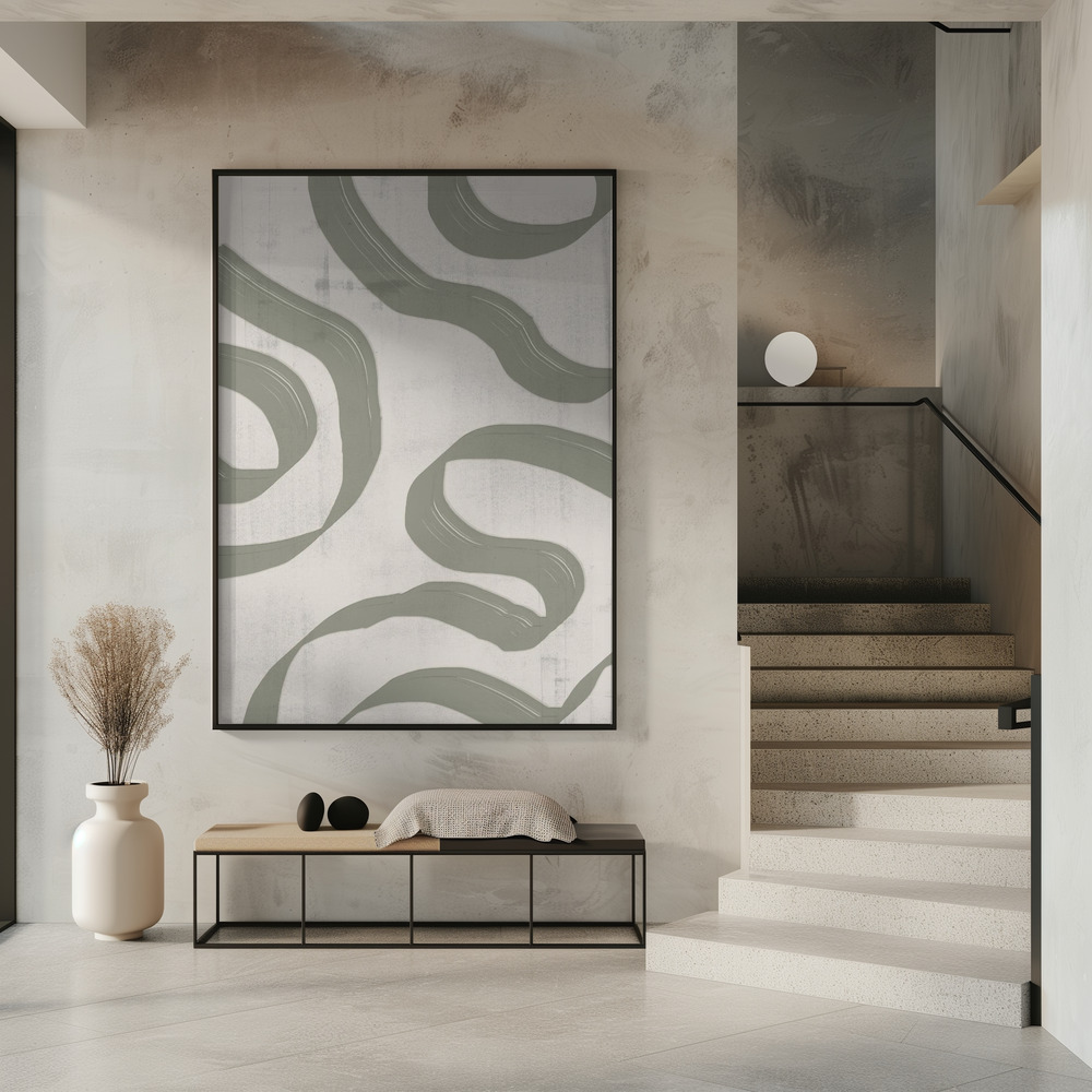 Poster - Green Sage Waves No. 1 in entrance