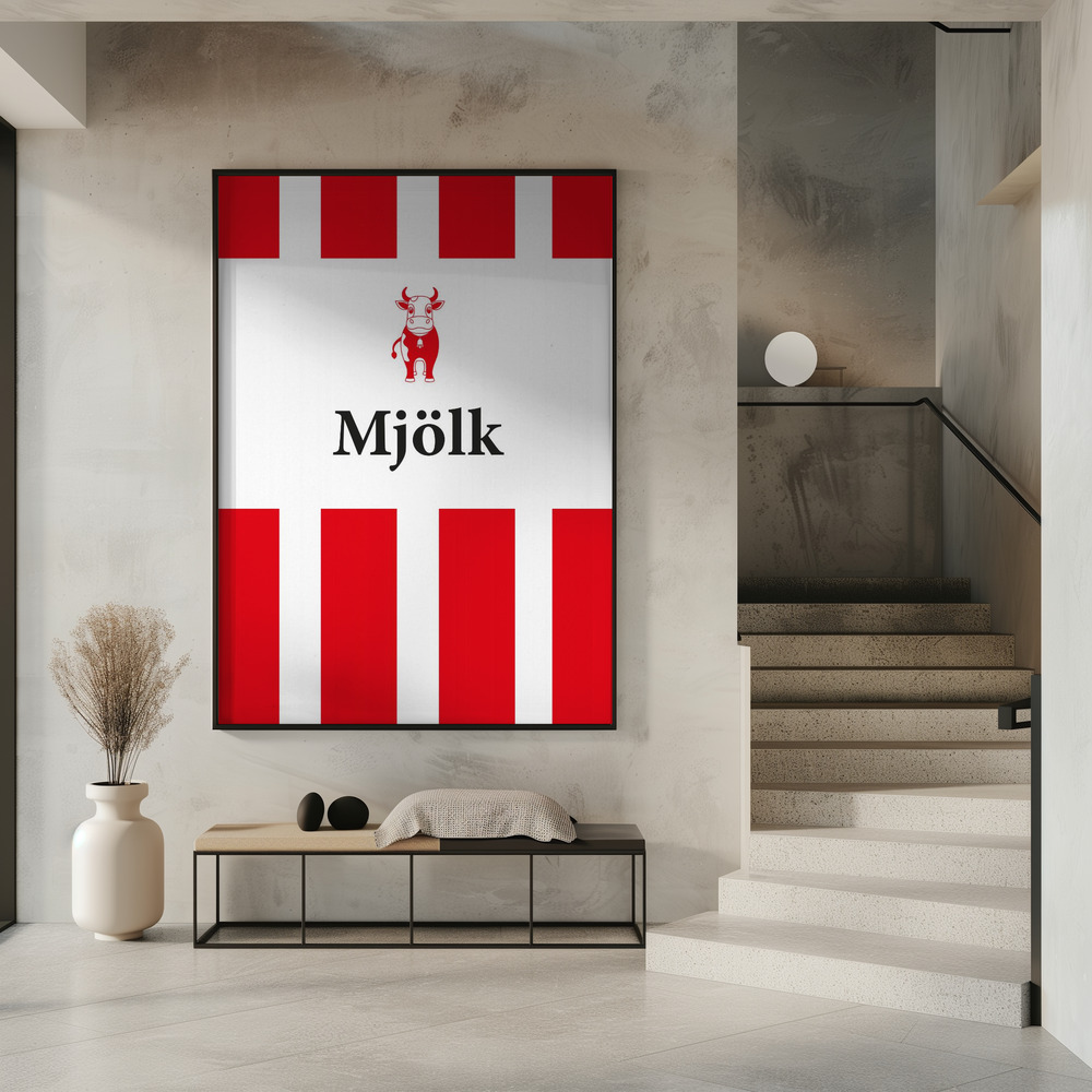 Poster - Mjölk Röd in entrance