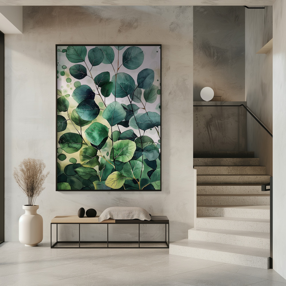 Poster - Nature Flowers and Leaves Watercolor Art (9) in entrance