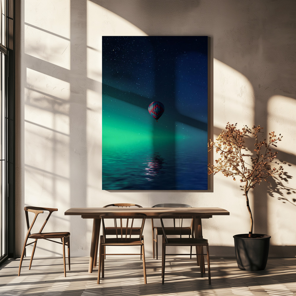Canvas print - Balloon on lake Batllava over dining table