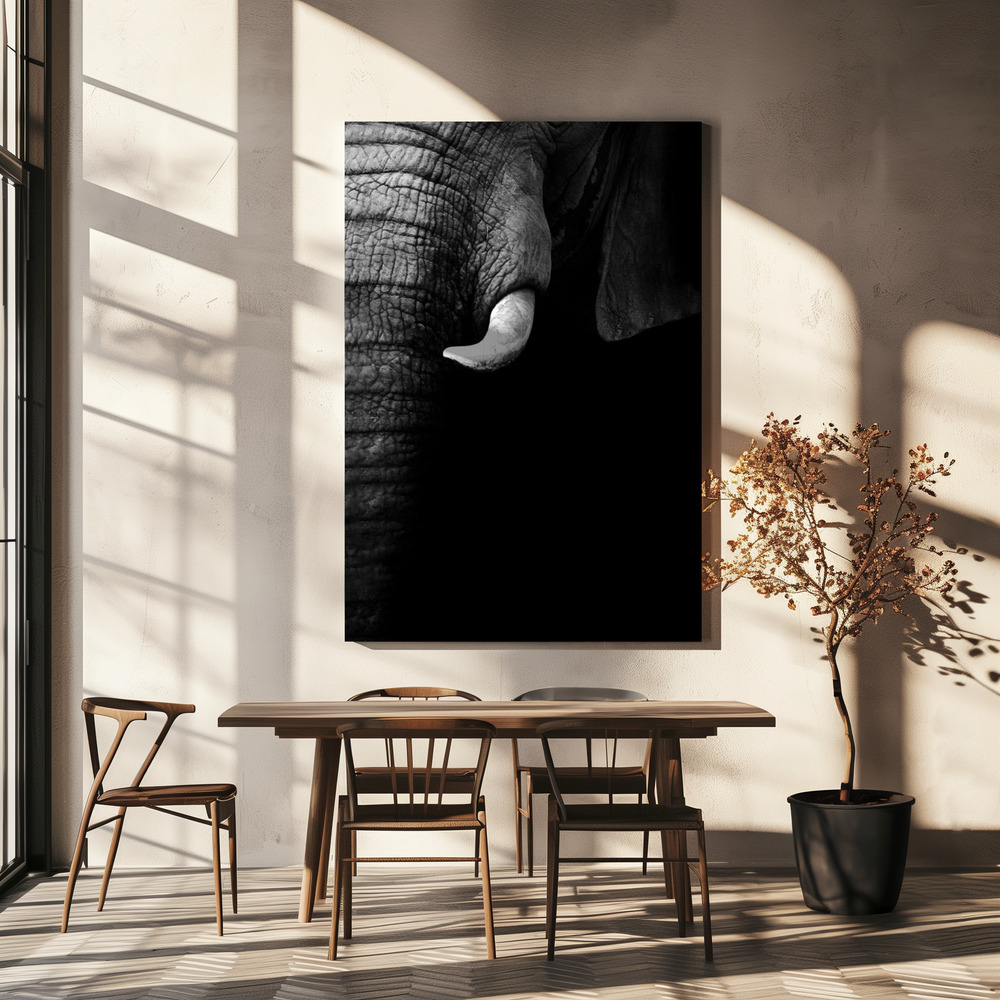 Stampe su tela - Elephant Portrait sopra il tavolo da pranzo