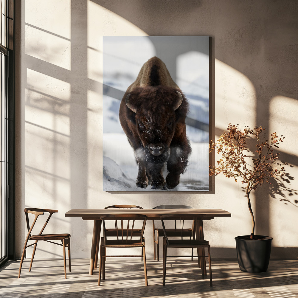 Canvastavla Bison Incoming - Tavla över matbord