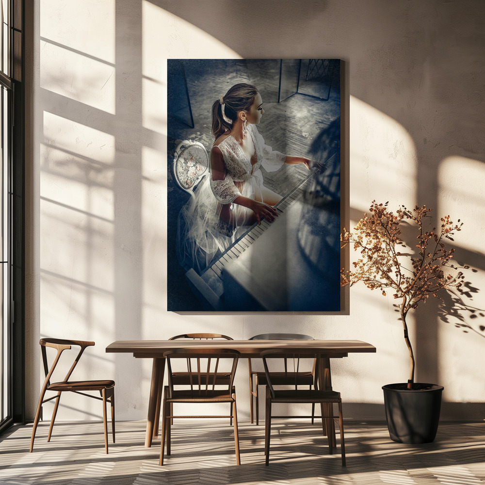 Canvas print - In the music of light over dining table
