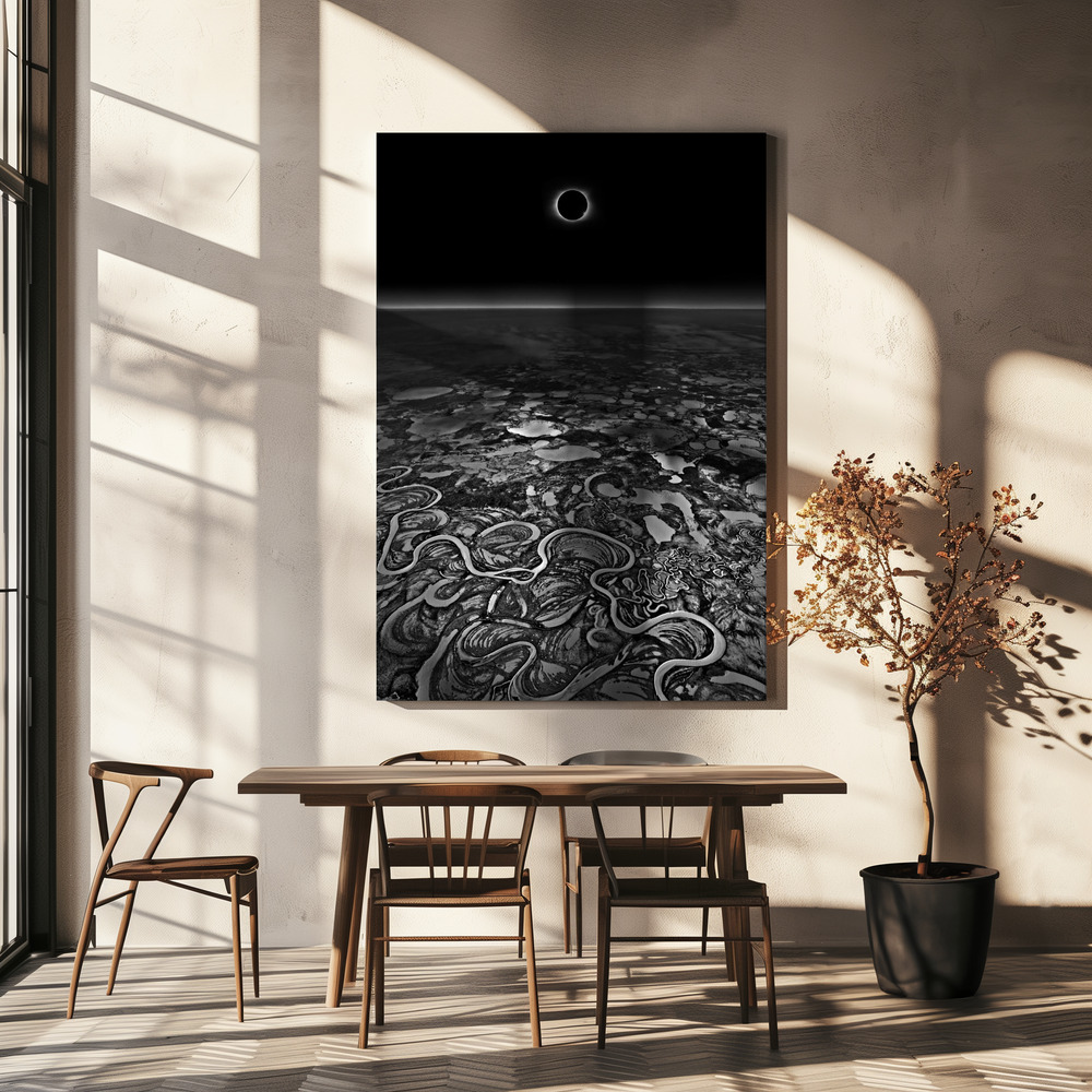 Canvas schilderi - The Diamond Ring Effect (2017) boven eettafel