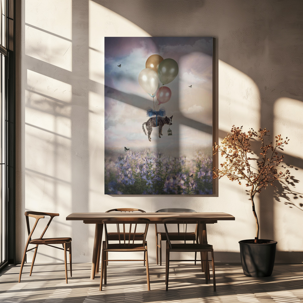 Lienzo - Whiskers' Whimsical Journey sobre la mesa del comedor