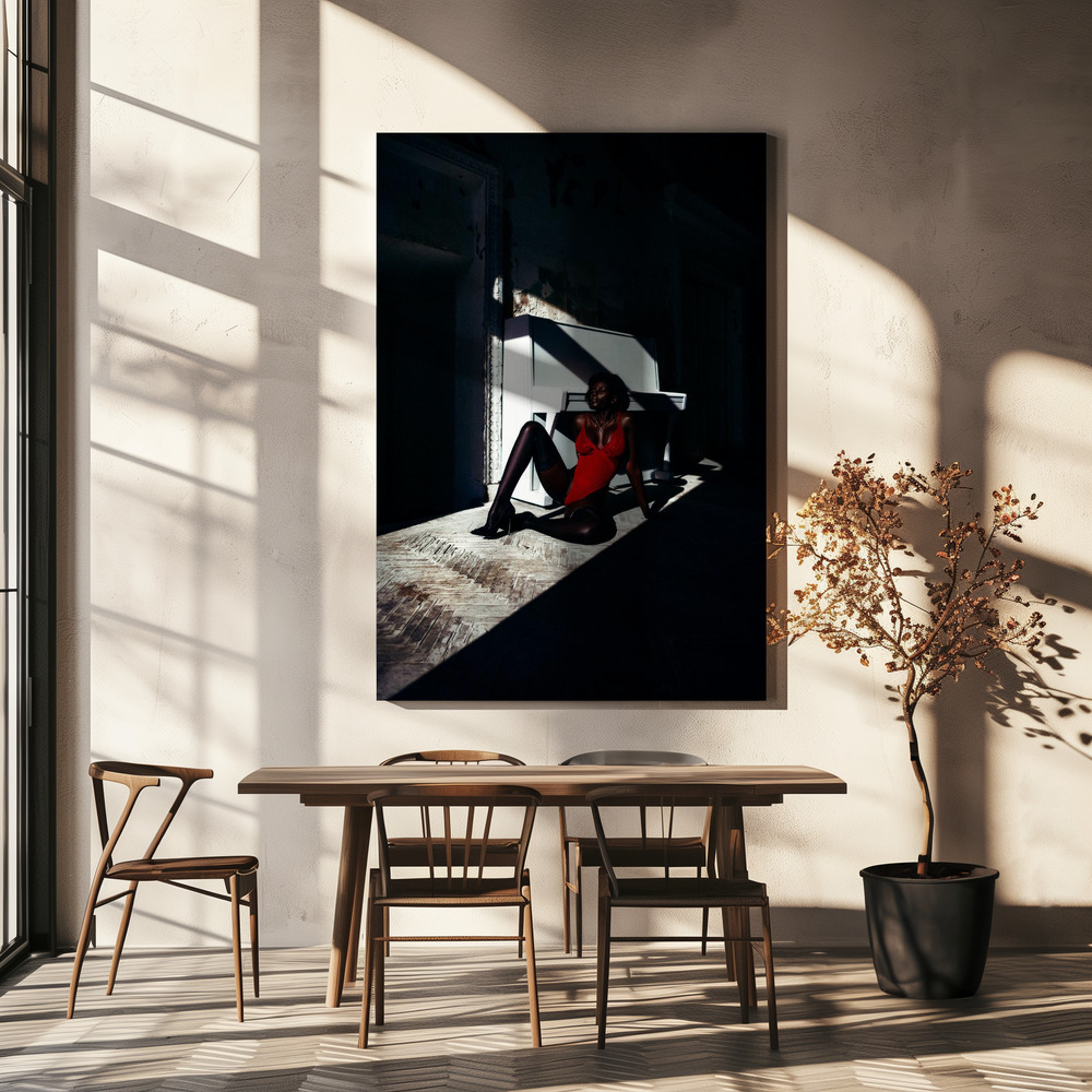 Canvas print - Dark Red over dining table