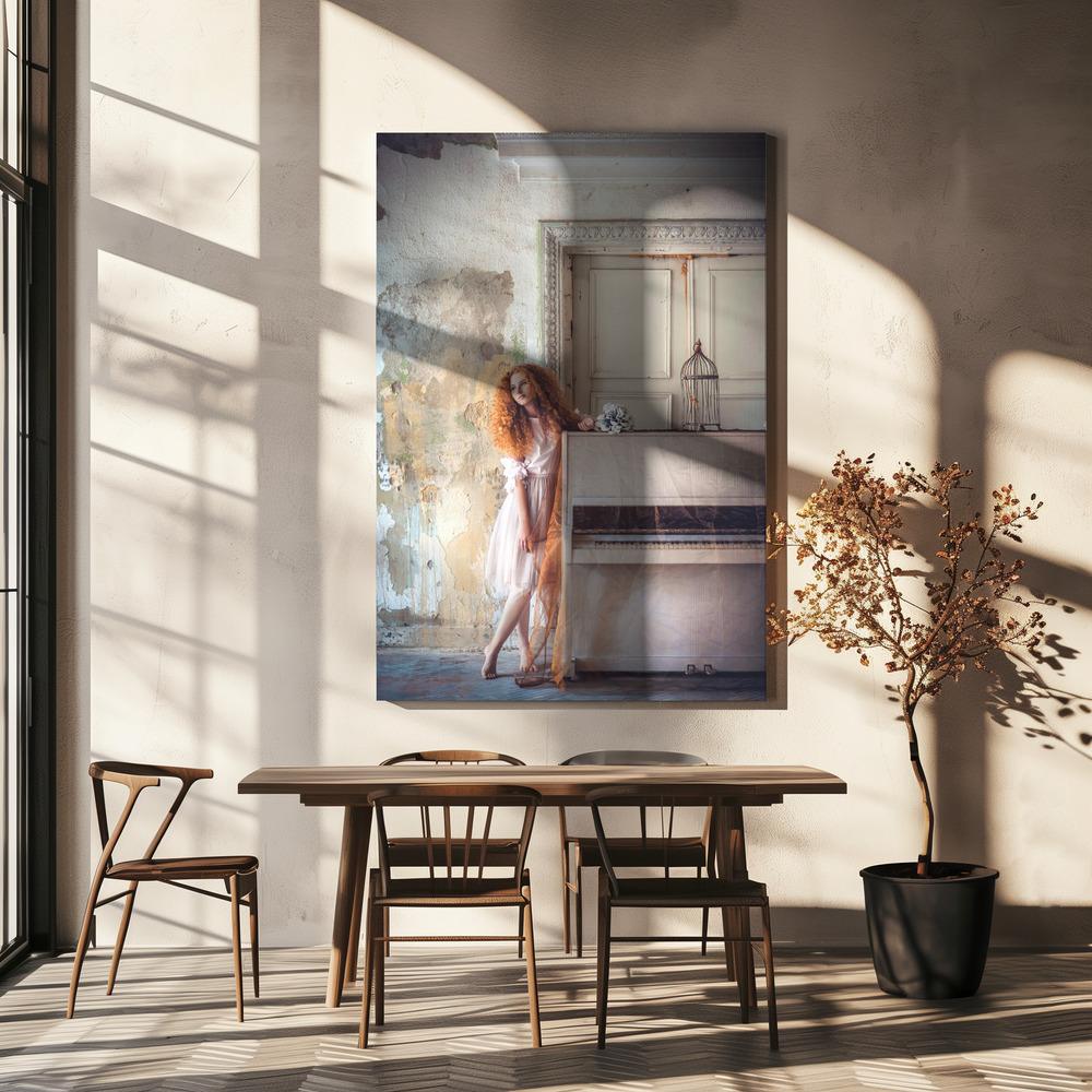 Canvas schilderi - Redhead Muse boven eettafel