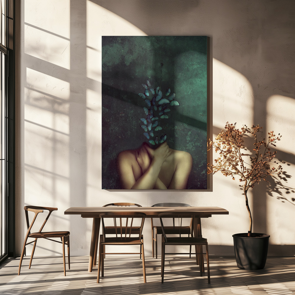 Lienzo - In my head butterflies sobre la mesa del comedor