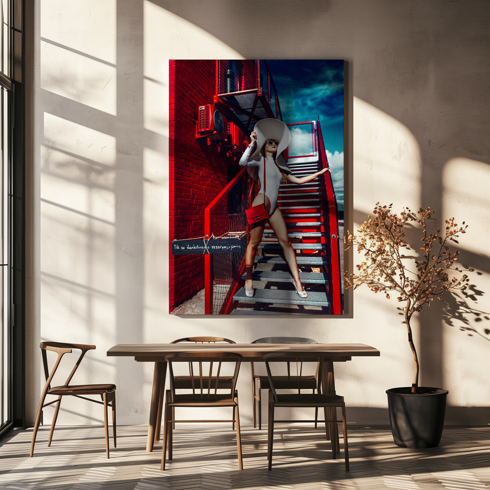 Canvas print - Red'n'White over dining table