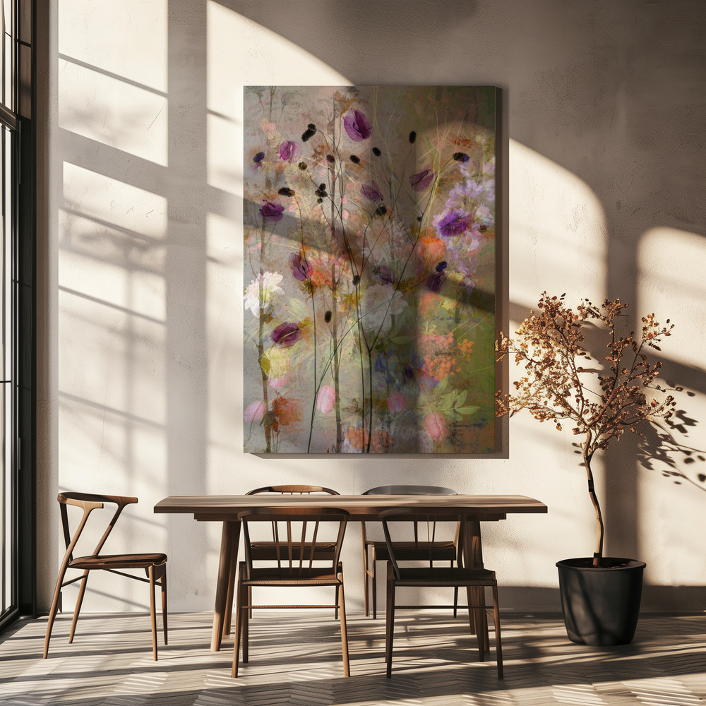 Canvas taulu - Painterly flowers ruokapöydän yli